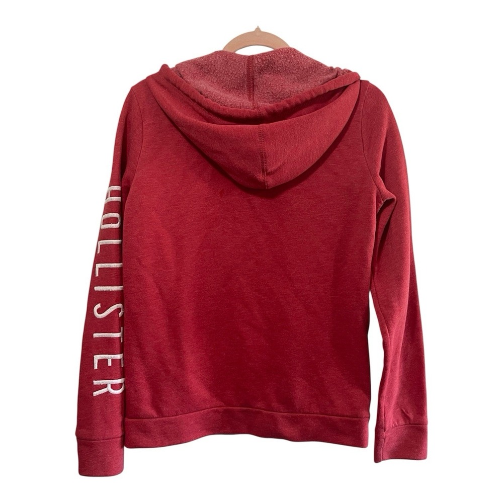 Hollister Full Zip Hoodie Womens M Red Sweatshirt Distressed - Picture 2 of 9